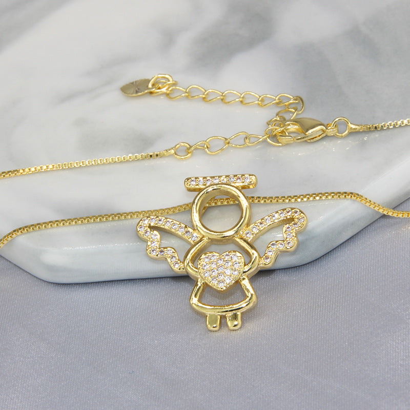Wholesale Zirconium Inlaid Heart Angel Necklace ACC-NE-BaiTian003