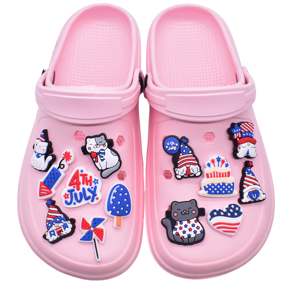 Wholesale Random 100pcs American Independence Day Shoes PVC Soft Rubber Slippers Decoration Shoes Charms ACC-SC-RYY034