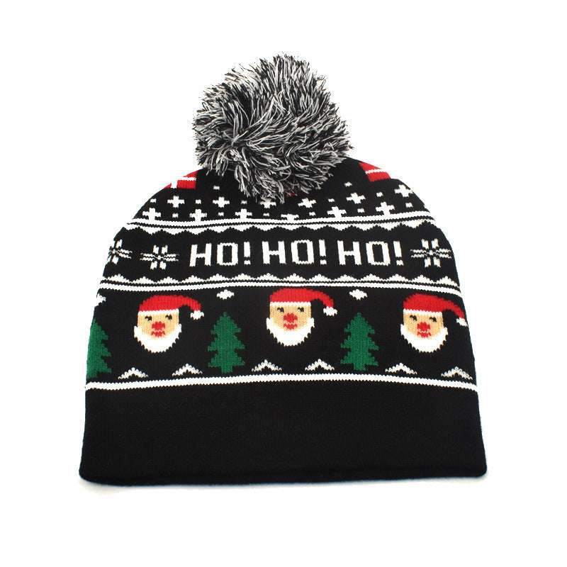 Wholesale Winter warm hat with fur ball Christmas elk knitted beanie