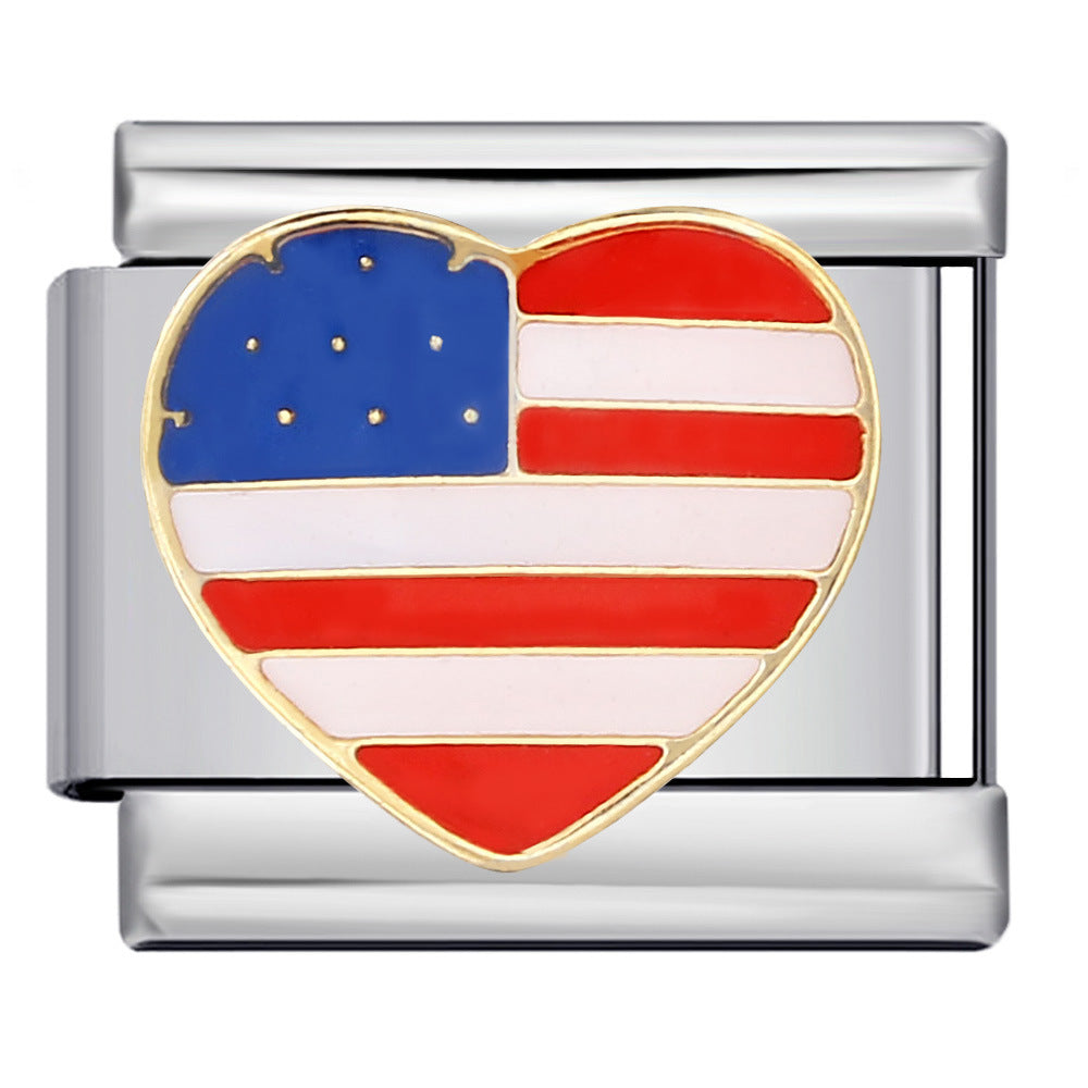 Wholesale American Cultural Elements Italian Module Bracelet Titanium Steel Welding Oil Dropping Bracelet Italian Modular