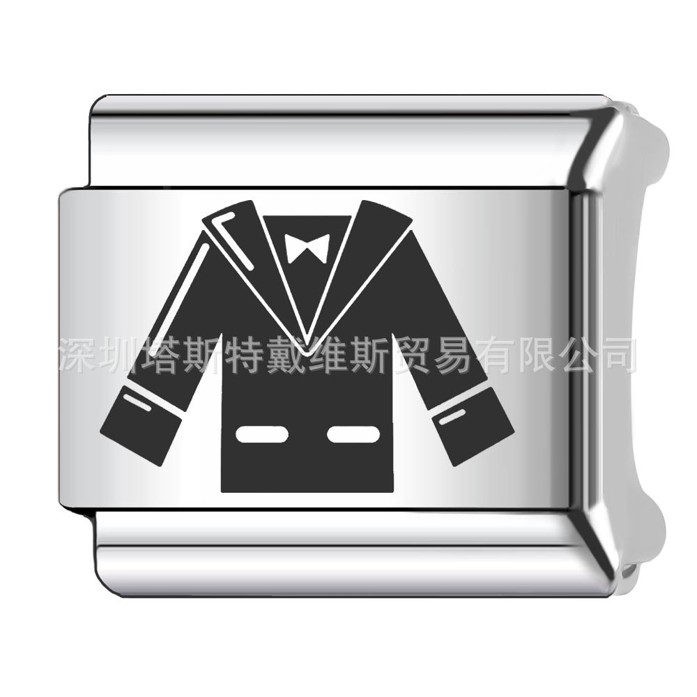 Wholesale 9mm Italian Charm Starter Bracelets DIY square Single Section Creative Stainless Steel Composable Bracelet