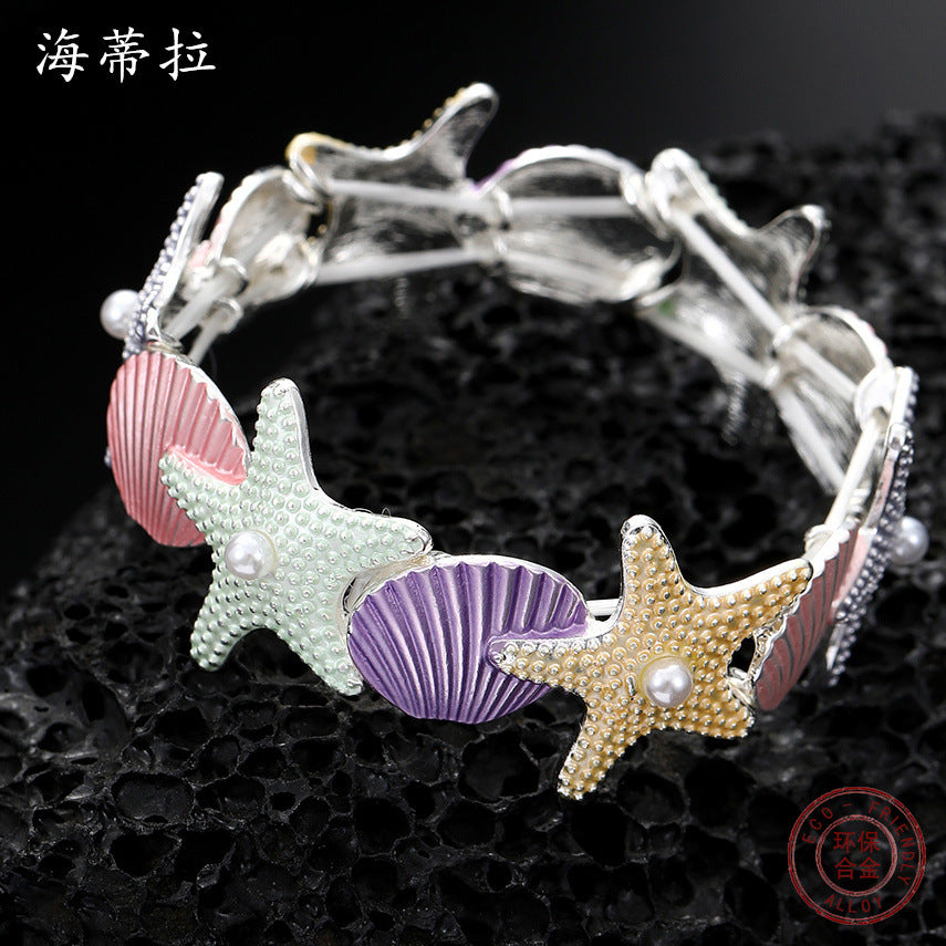 Wholesale colorful starfish elastic bracelet