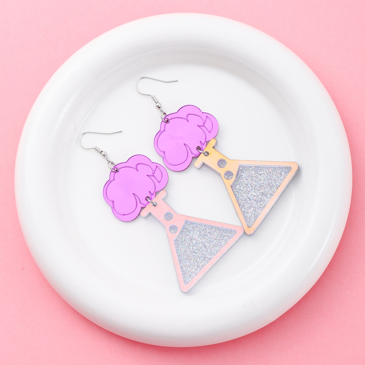 Wholesale  creative triangle mirror vase beaker earrings