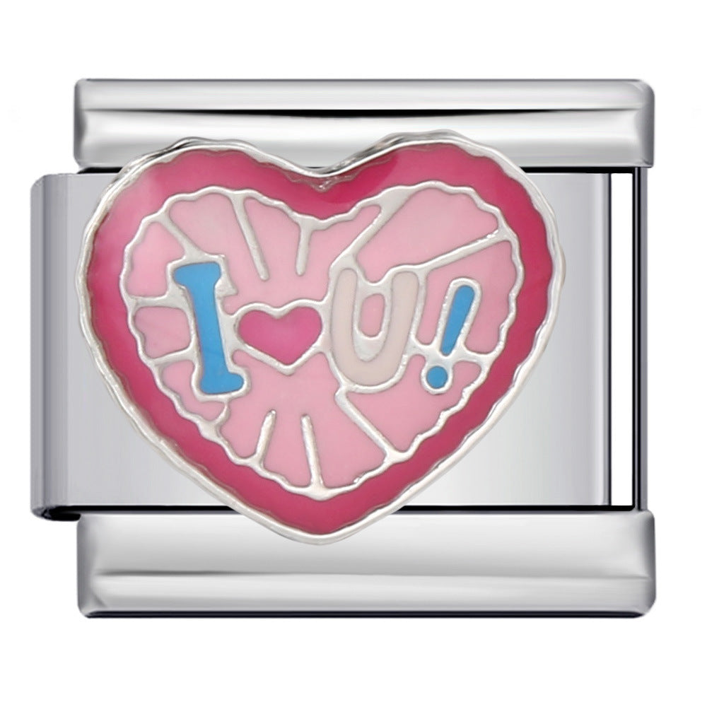 Wholesale Italian Charm Bracelet 9mm DIY Splicing Removable Colored Heart Stainless Steel Composable Bracelet