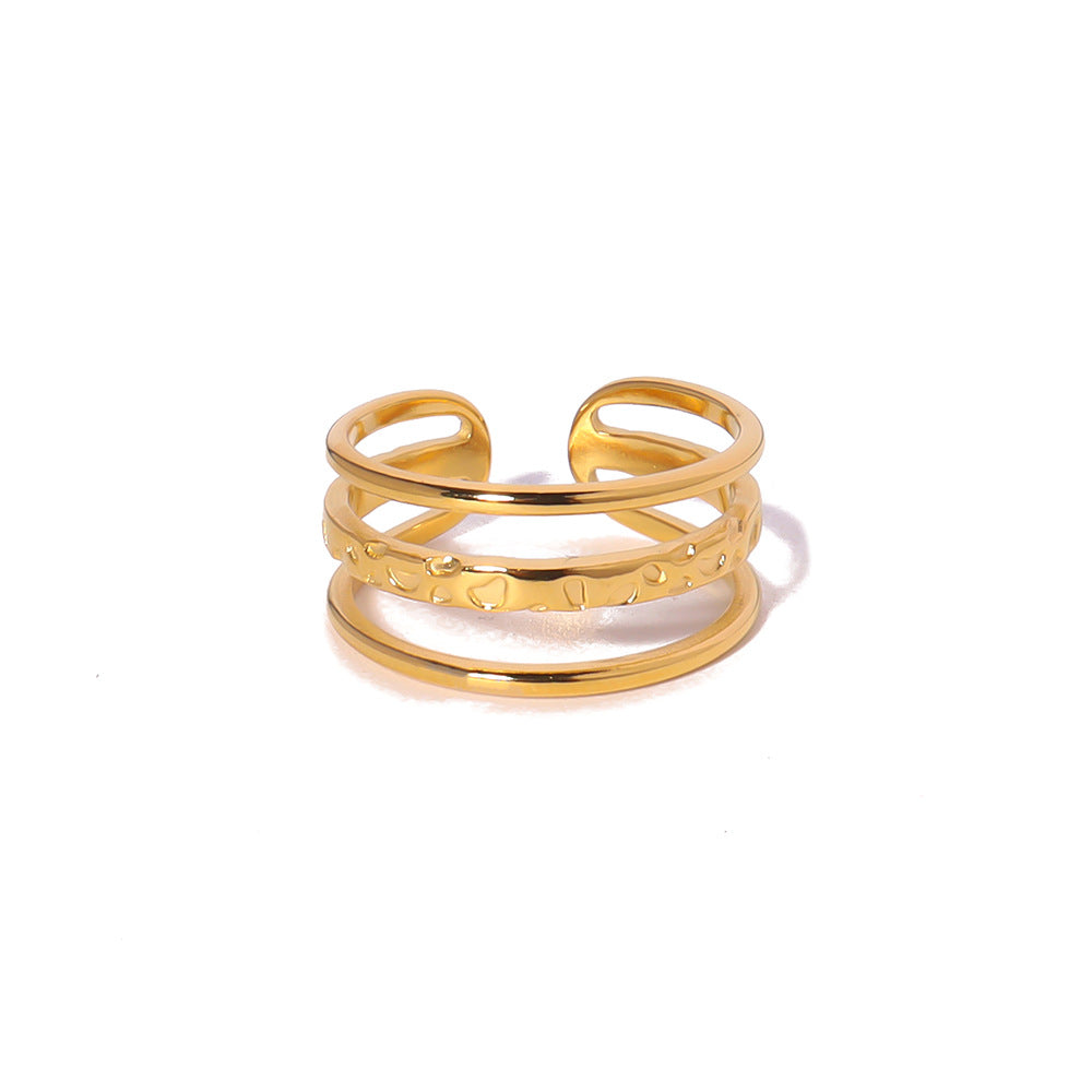 Wholesale  irregular trendy ring non-fading titanium steel plated 18K gold open ring