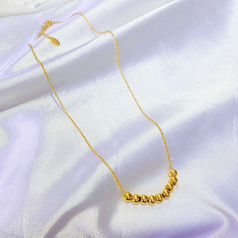 Wholesale Titanium Steel Gold bean round bead necklace