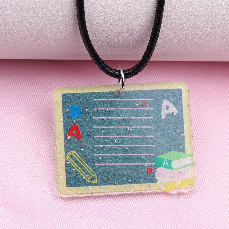 Wholesale Teacher's Day Cartoon Rainbow Acrylic Necklace ACC-NE-DA001