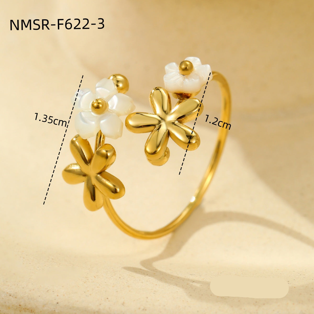 Wholesale flower 18K gold stainless steel ring