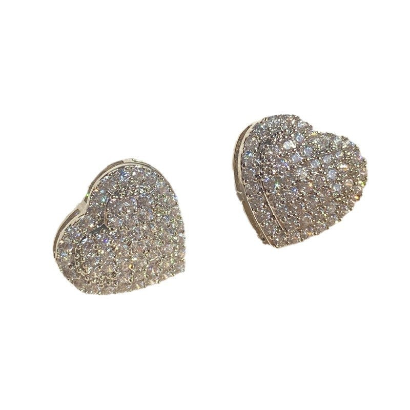 Wholesale Hollow Full Zirconium Love Earrings