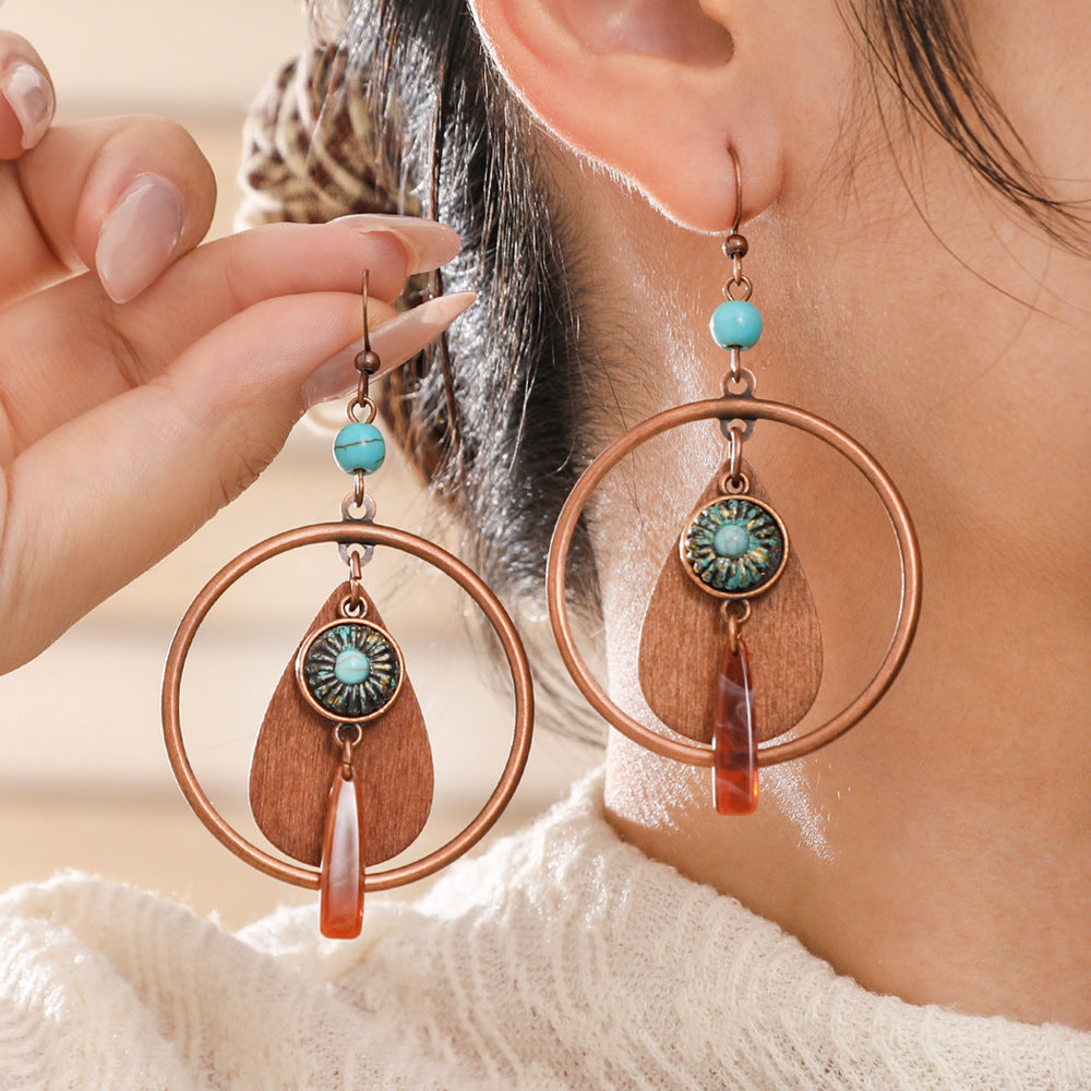 Wholesale Zinc Alloy Bohemian Coffee Color Earrings Set