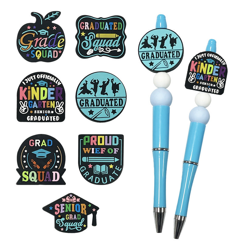 Wholesale Random 10pcs Graduation Season PVC Soft Glue Focal Beads DIY Beaded Pen Accessories