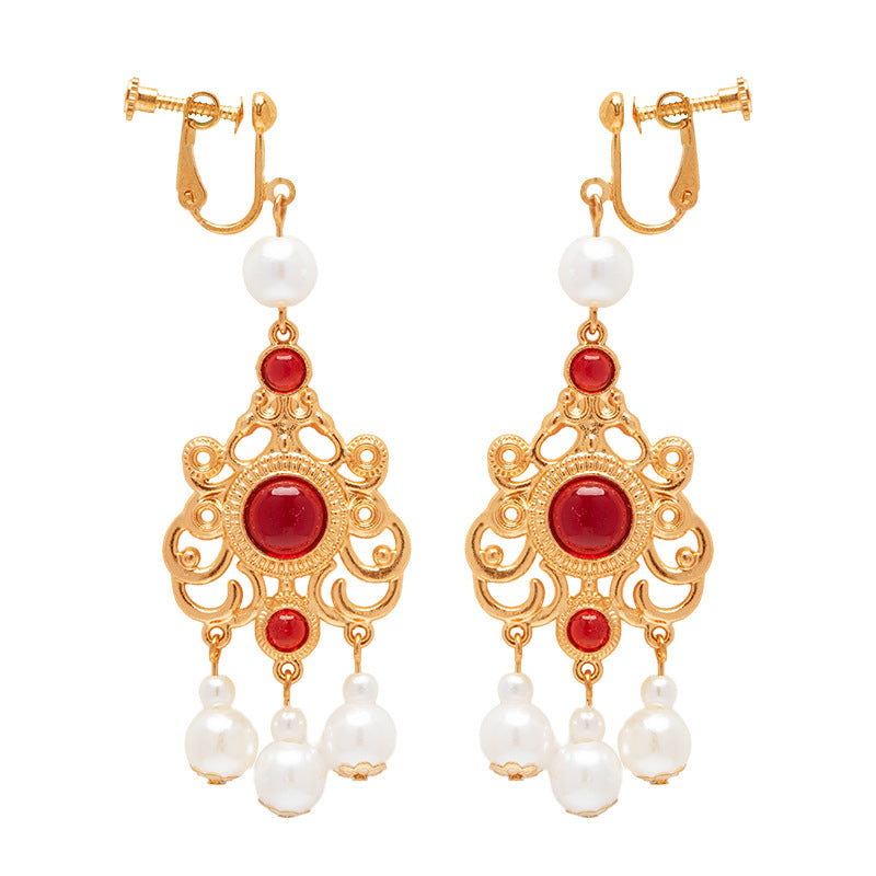 Wholesale ethnic red and white earrings