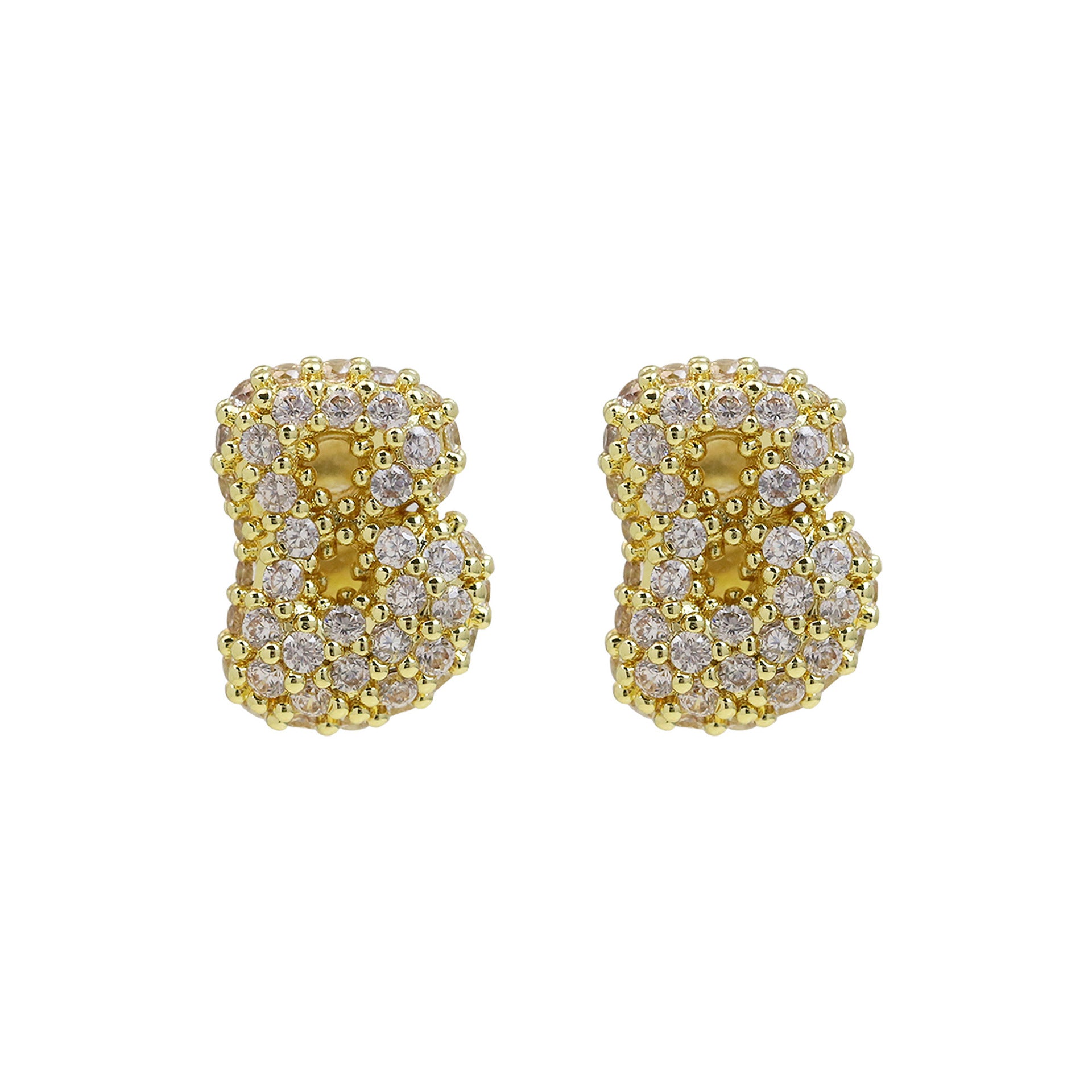 Wholesale 18k Brass Balloon Bubble Zircon small size 26 English Cute Letter Earrings
