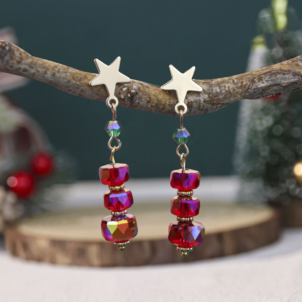 Orecchini in cristallo con stella e fiocco all'ingrosso