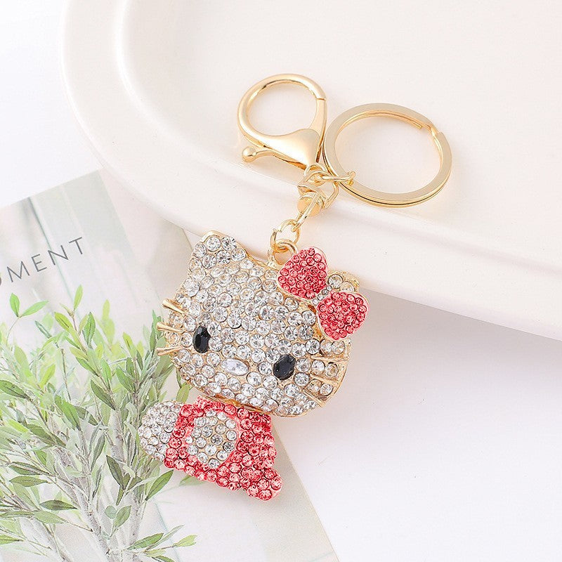 Wholesale Rhinestone cat car keychain