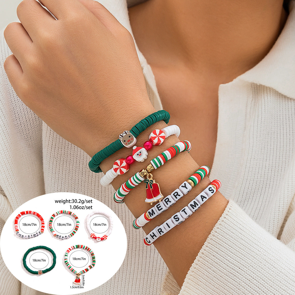 Wholesale  Christmas soft pottery glass beaded bracelet