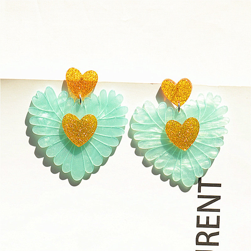 Wholesale Valentine' s Day Heart Earrings Flower Peach Heart Fashion Earrings