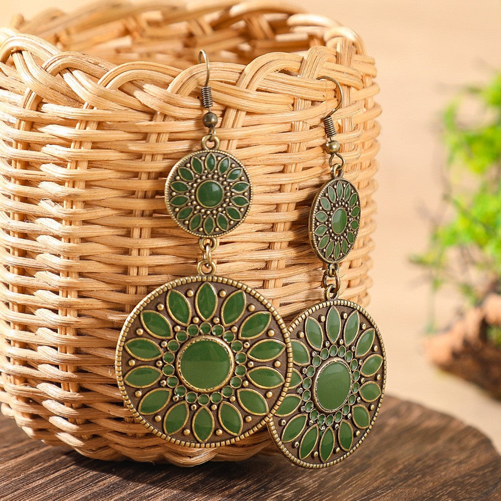 Wholesale Bohemian Green Forest Earrings Set,  Zinc Alloy Ethnic Style