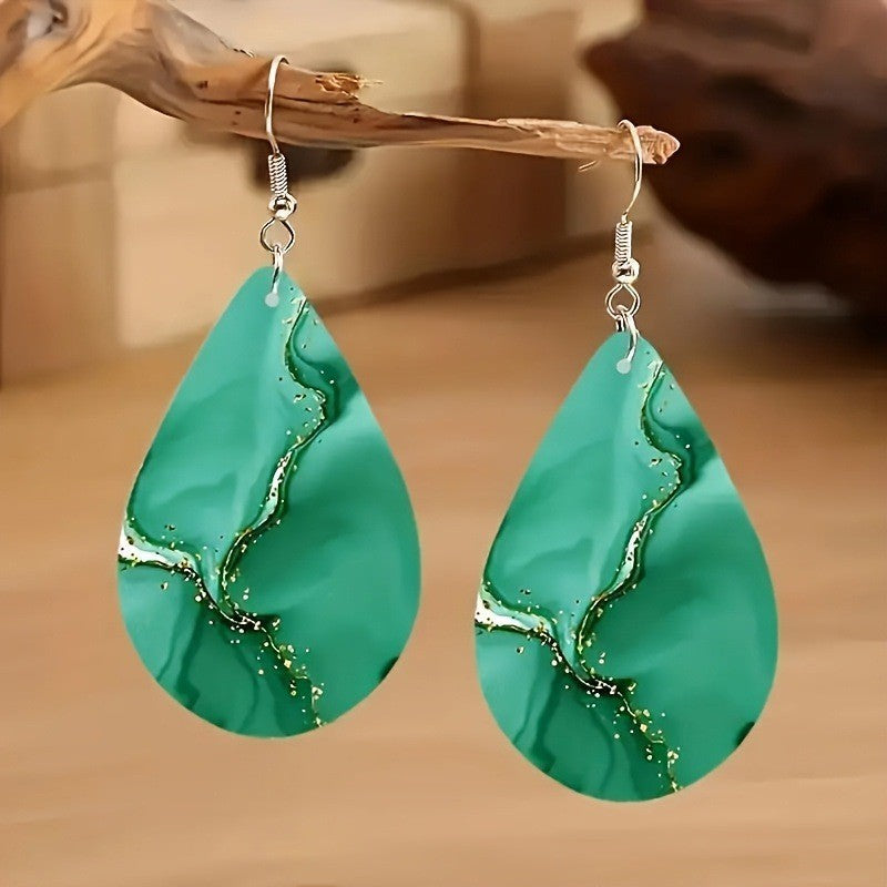 Wholesale Acrylic Earrings Bohemian Colorful Teardrop Dangle Ethnic Style Jewelry Accessory For Boutique Resale
