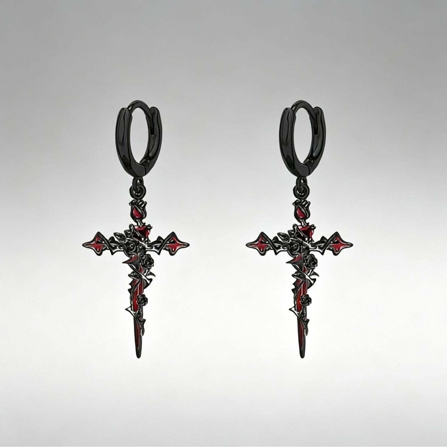 Wholesale Black Gothic Cross Earrings - Retro  Party Jewelry Accessory