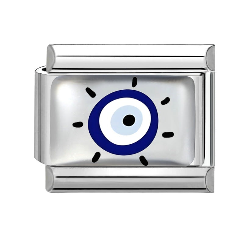 Wholesale 9mm Italian Charm Starter Bracelets DIY Flower Evil Eye Series Stainless Steel Composable Bracelet