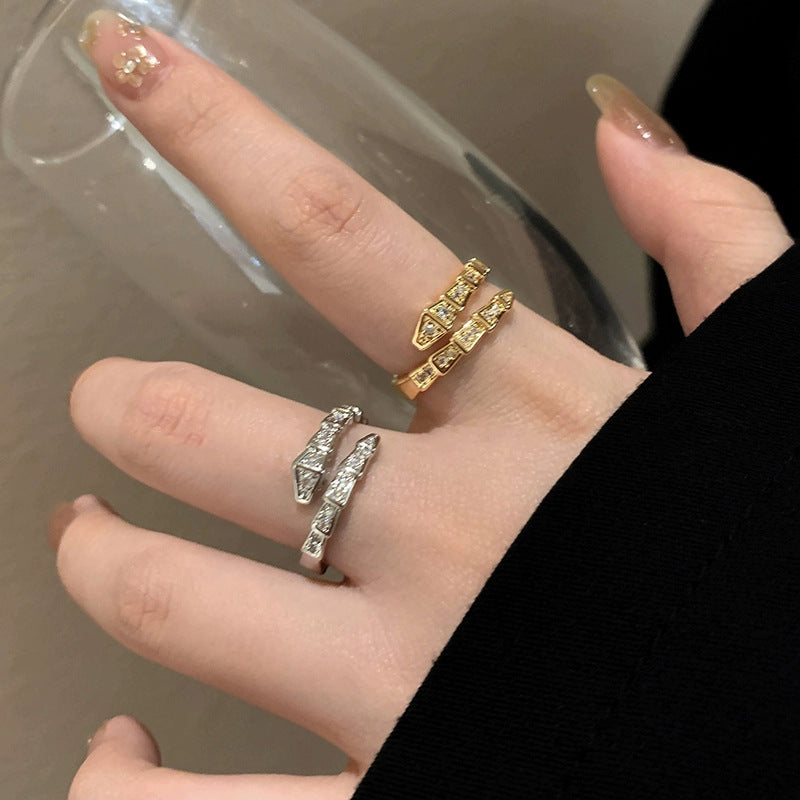 Wholesale Trendy Snake Open Ring For Women Zinc Alloy Serpent Jewelry Stylish Fashion Accessory Boutique Resale Gift
