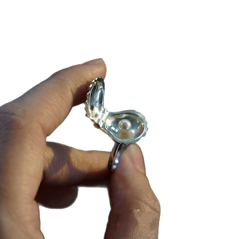 Wholesale Marine Resort Style Shell Pearl Openable Ring for Women Fashion Valentine' s Day Ring
