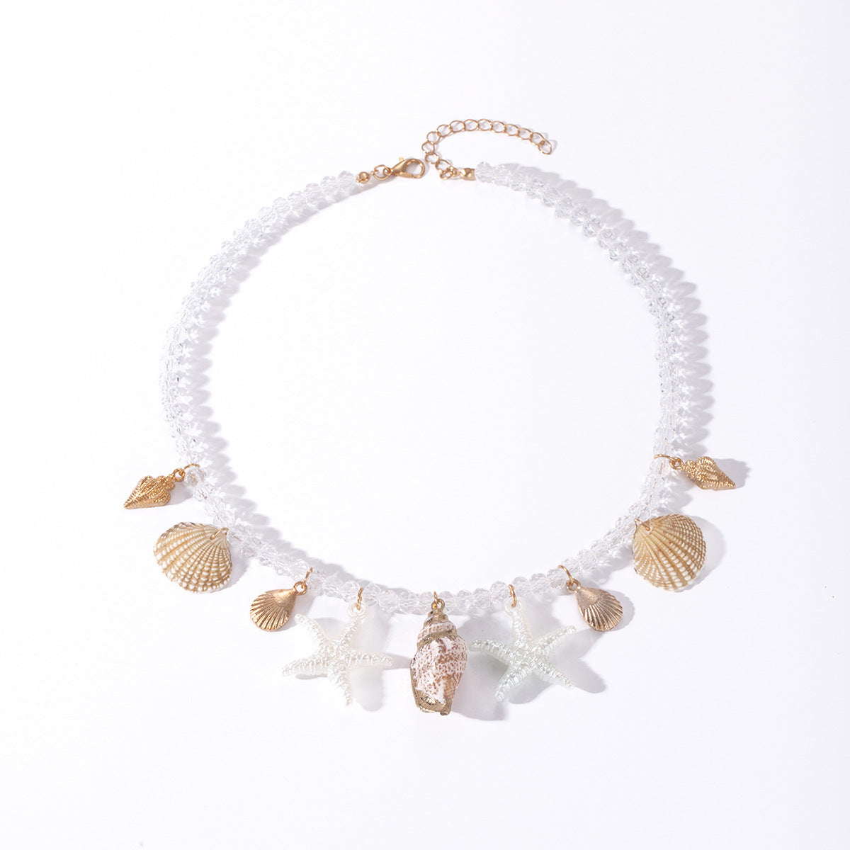 Wholesale Summer Ocean  Shell Necklace  Transparent Beaded Beach  Necklace