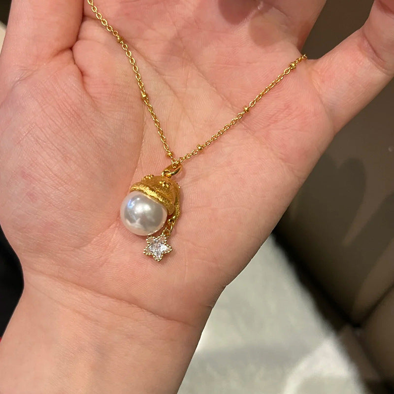 Wholesale Christmas hat star necklace