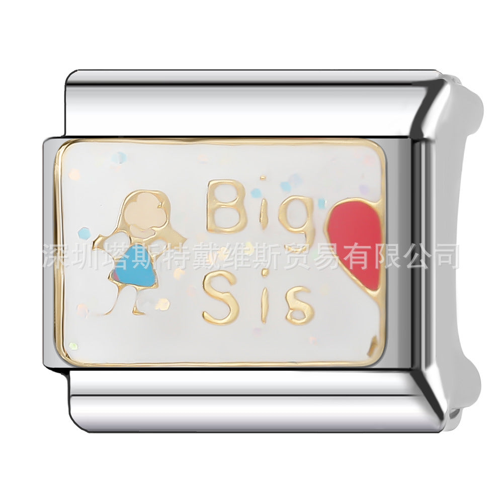 Wholesale  Italian Charm Bracelet 9mm DIY single section Creative Stainless Steel Composable Bracelet