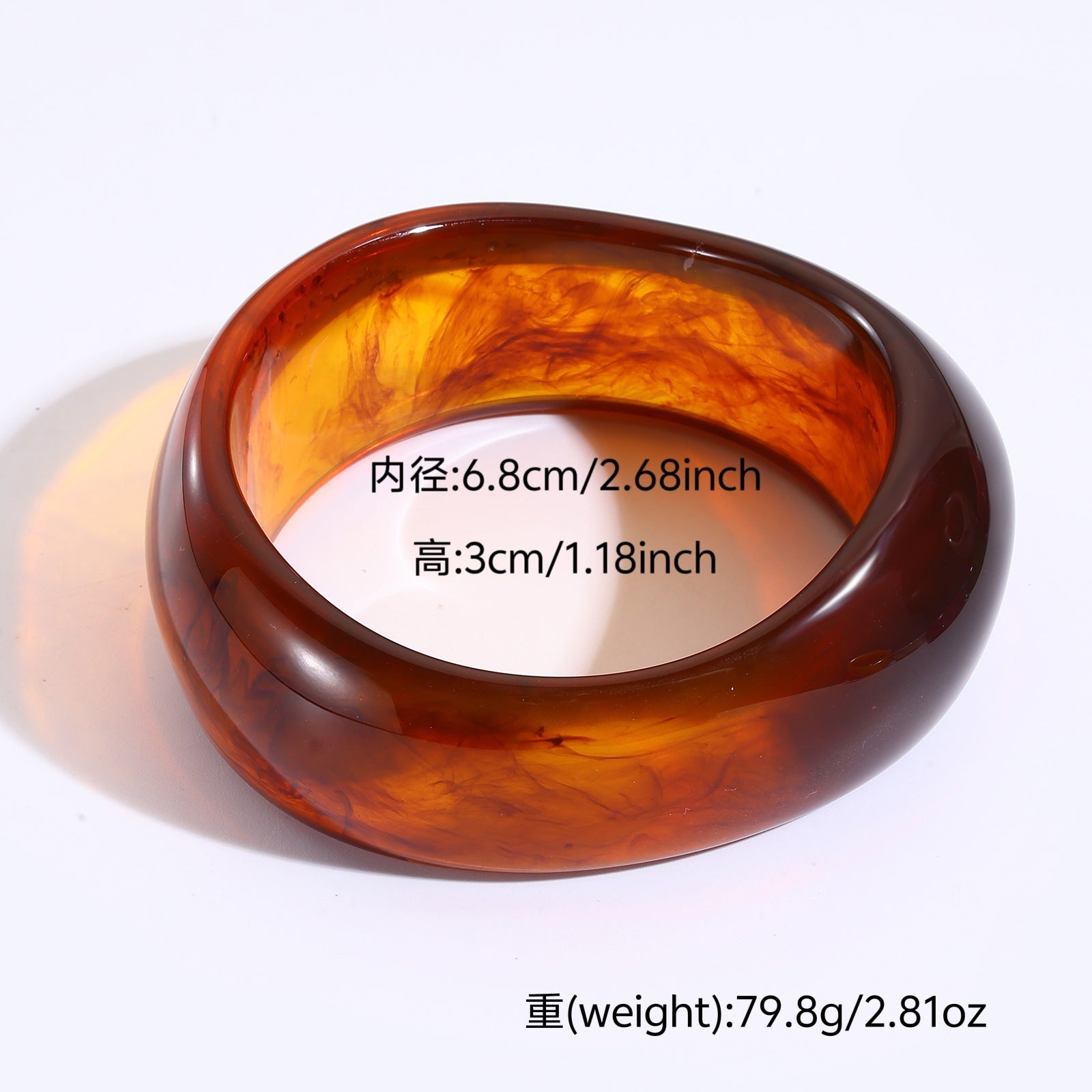 Wholesale Wide Oval Translucent Resin Bracelet Retro Style Jewelry Accessory for Everyday Wear