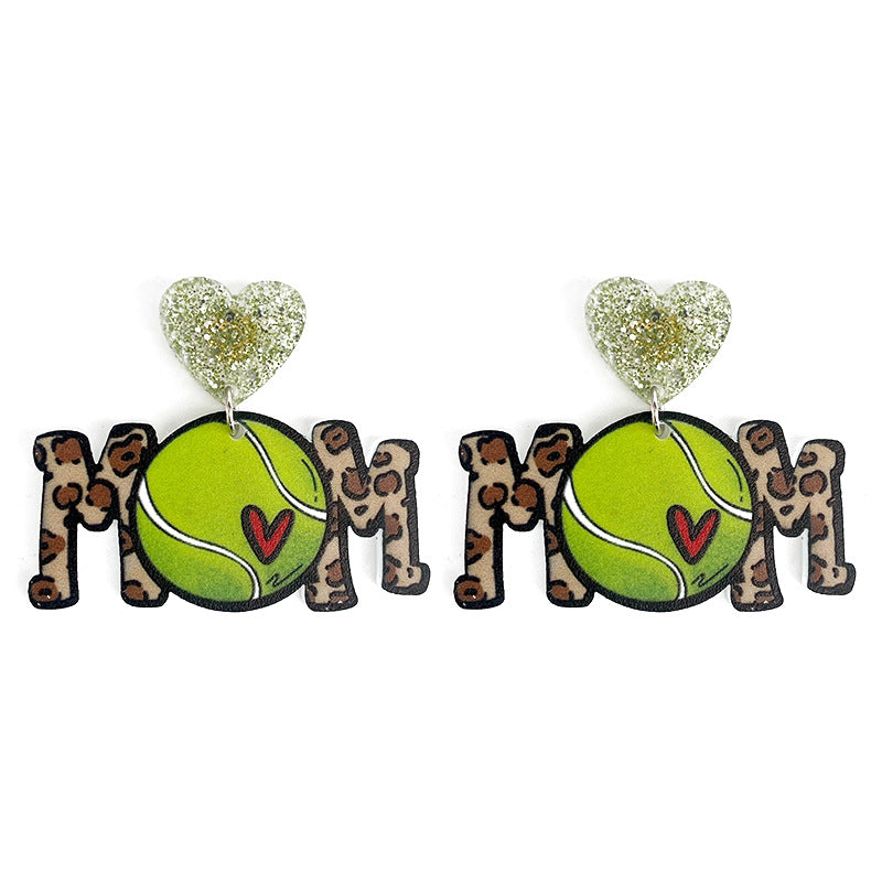 Wholesale MOM Ball Sports Acrylic Earrings As Mother's Day Gift ACC-ES-XinChuan002
