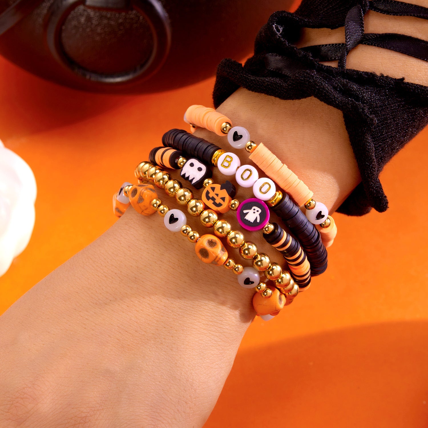 Wholesale  pumpkin ghost beaded bracelet