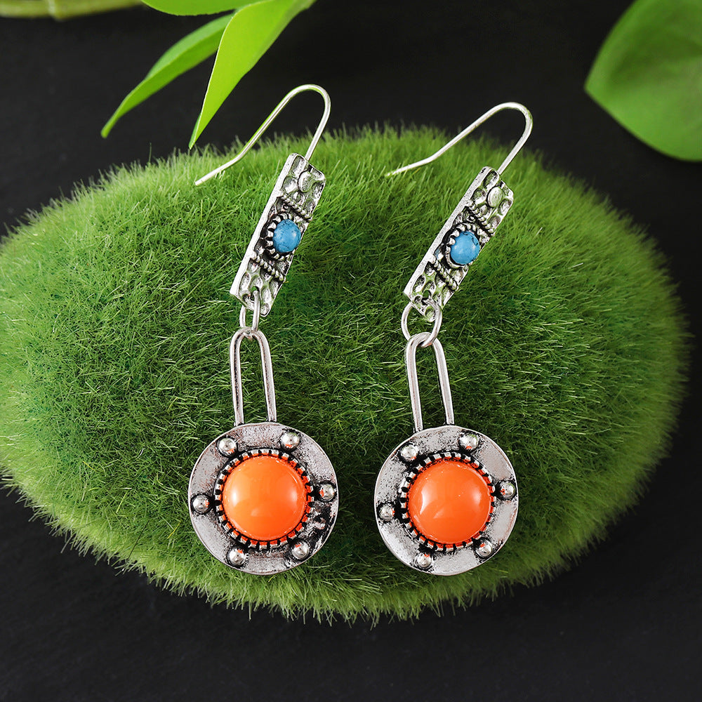 Wholesale Retro Style  Geometric Round Earrings