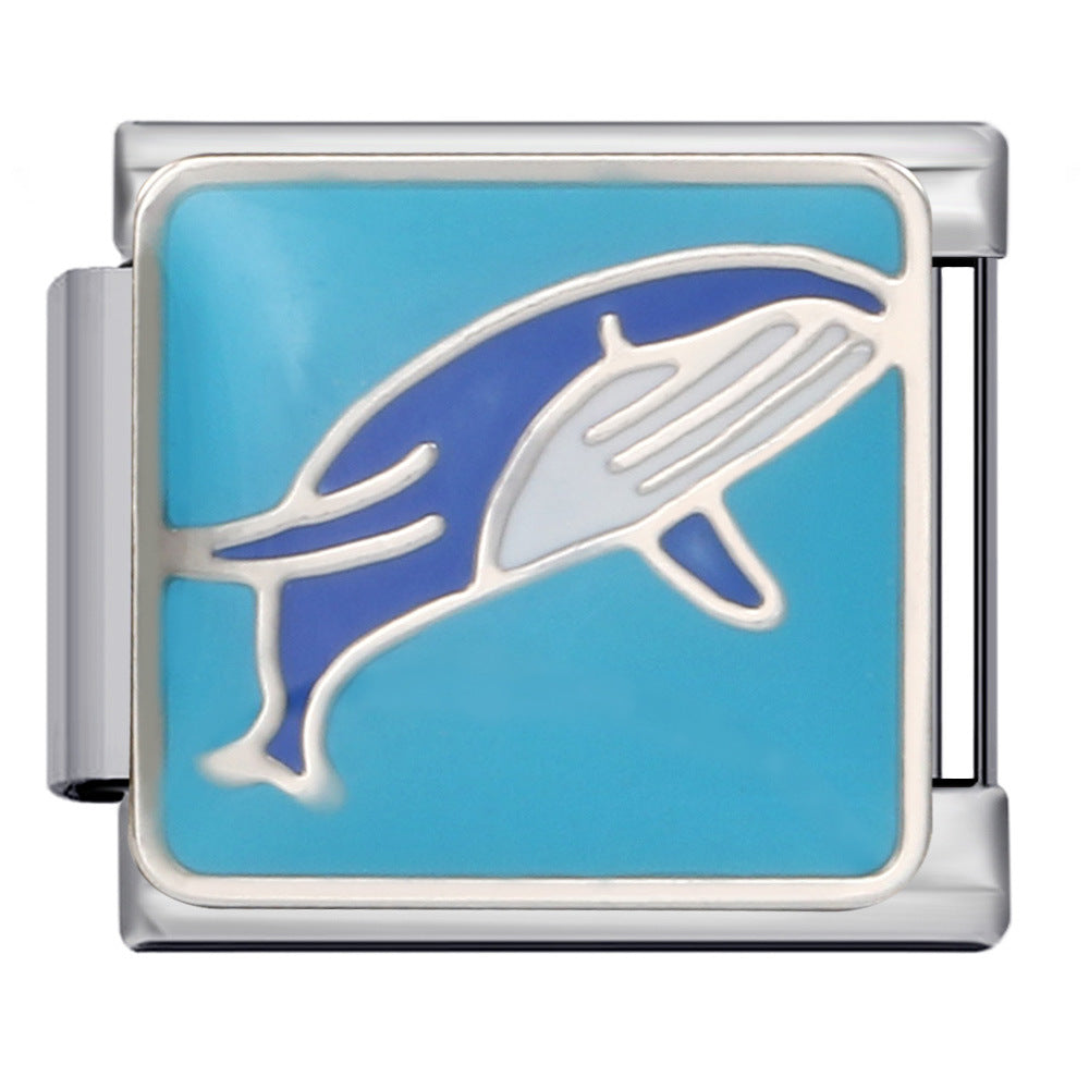 Wholesale  Italian Module Bracelet  Blue Ocean ElementsStainless Steel Welding Pattern DIY Charms