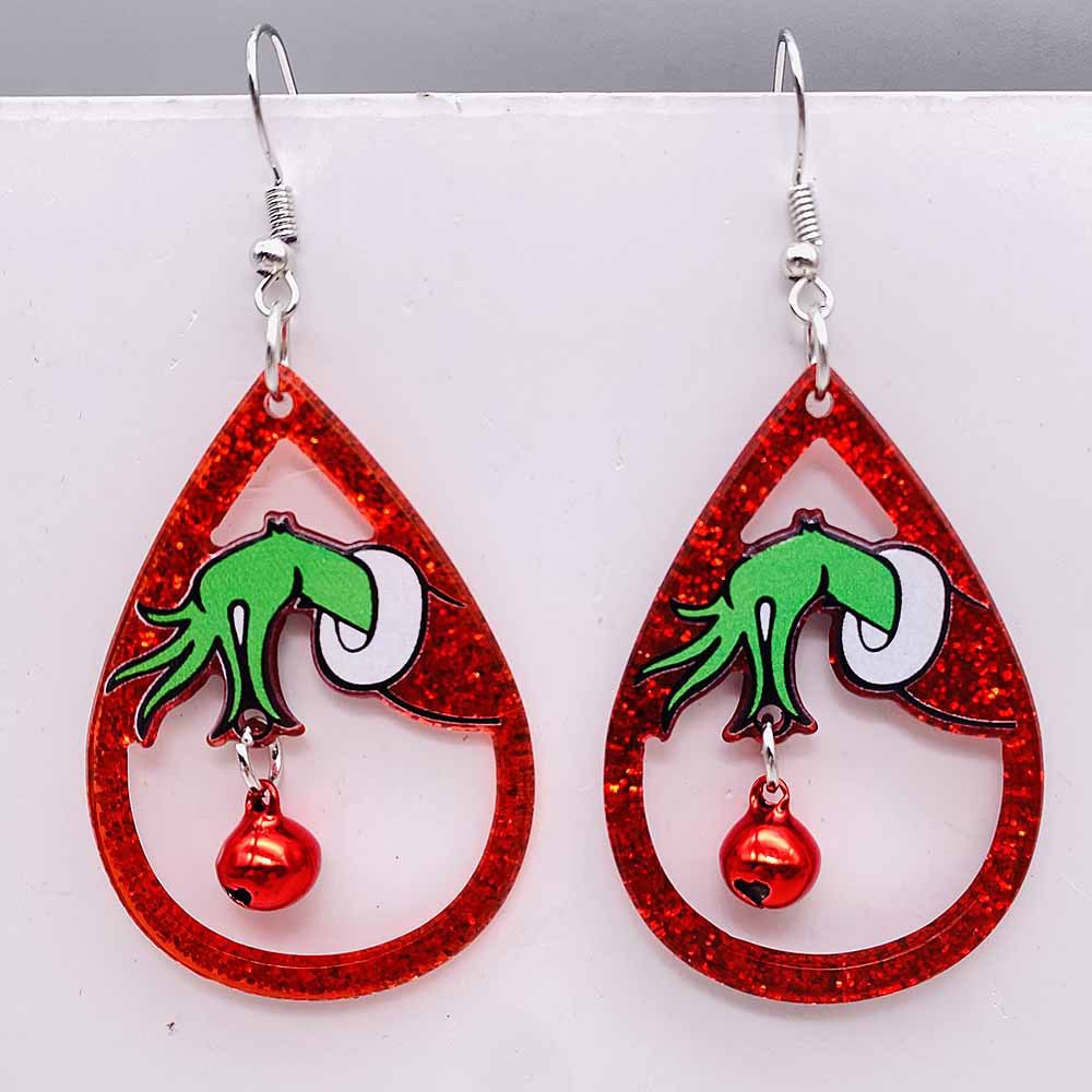 Wholesale  Christmas Acrylic Earrings  Red Santa Hat Christmas Tree Pendant Earrings