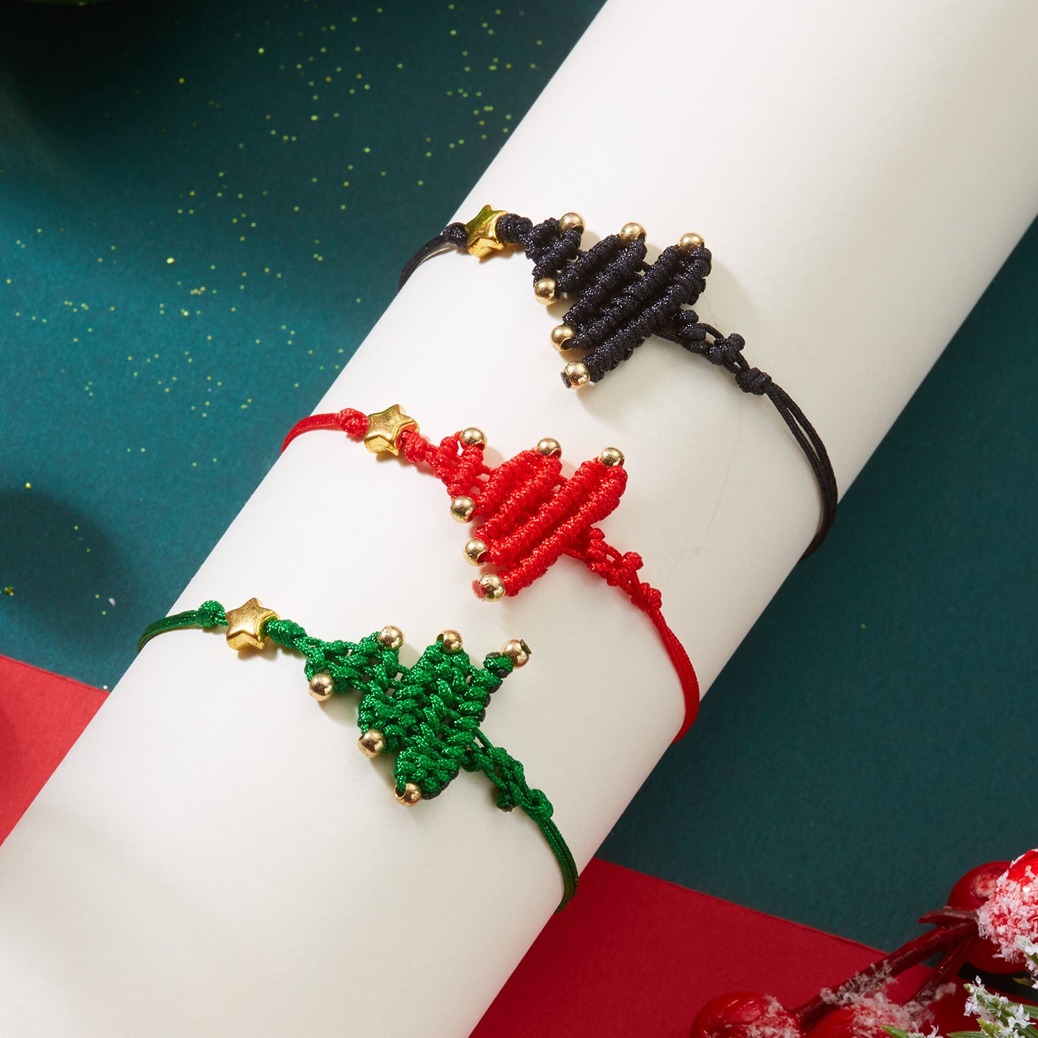 Wholesale Christmas Woven Paper Card Bracelet
