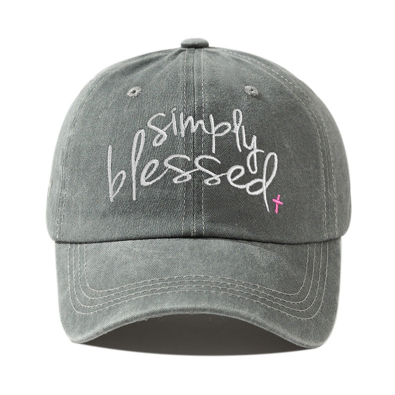 Wholesale Simply Blessed Embroidered Wide Brim Washed Baseball Cap Hat ACC-HT-BenDe001