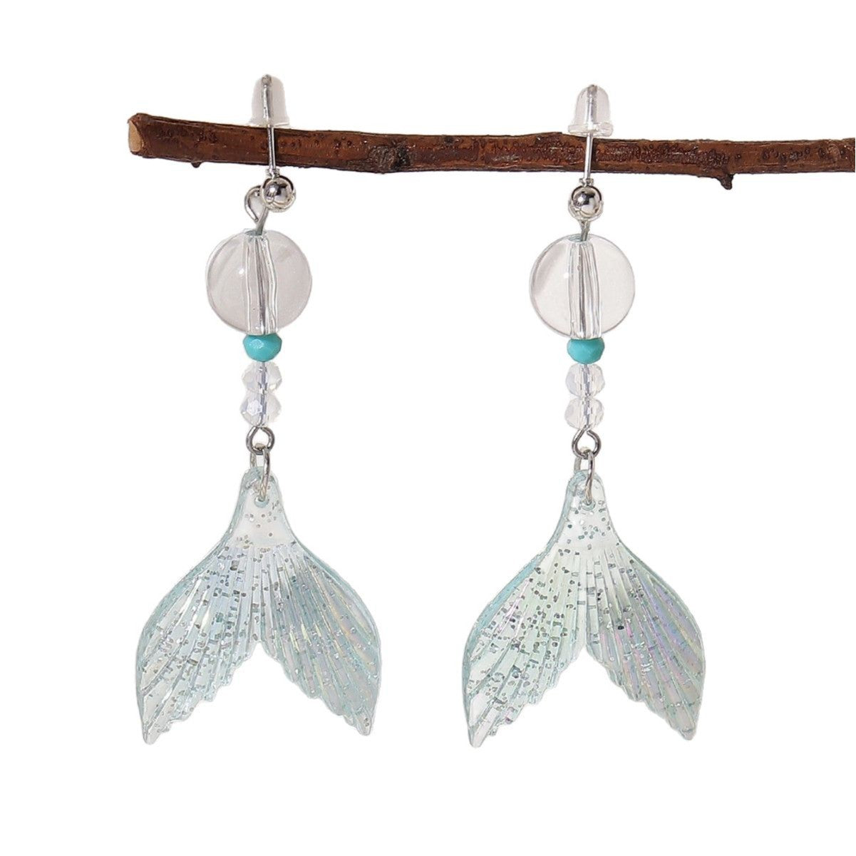 Wholesale Colorful fishtail millet beads rhinestone earrings