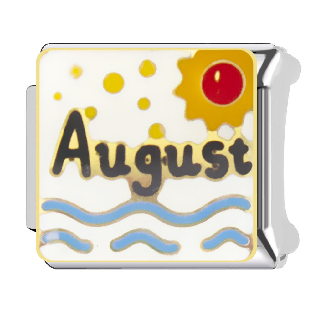 Wholesale Italian Charm Bracelet 9mm DIY  Twelve Zodiac Signs Color-Preserving Blue English   Creative Stainless Steel Composable Bracelet