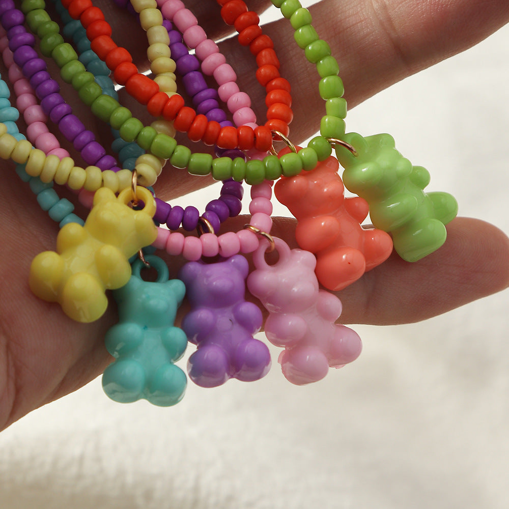 Wholesale Bear Necklace Color Handmade Bead Necklace