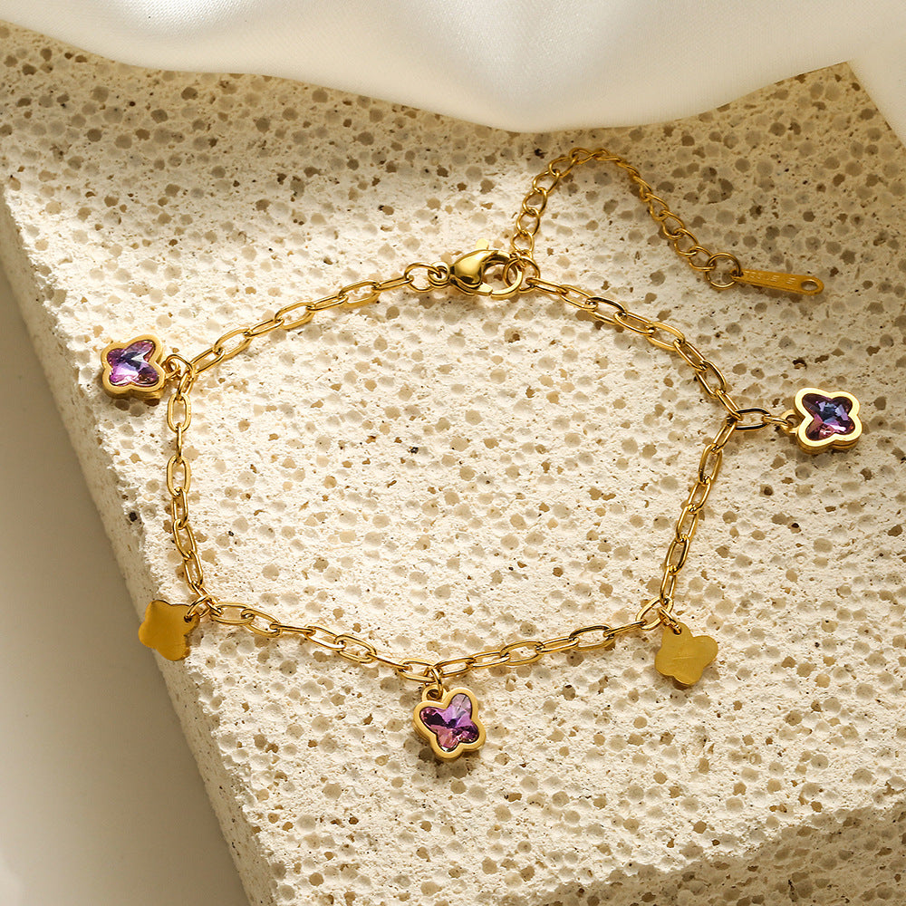 Wholesale light luxury geometric pendant titanium bracelet