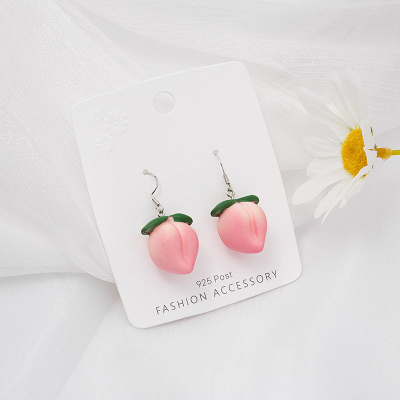Wholesale Silver Needle Cute Fruit Earrings