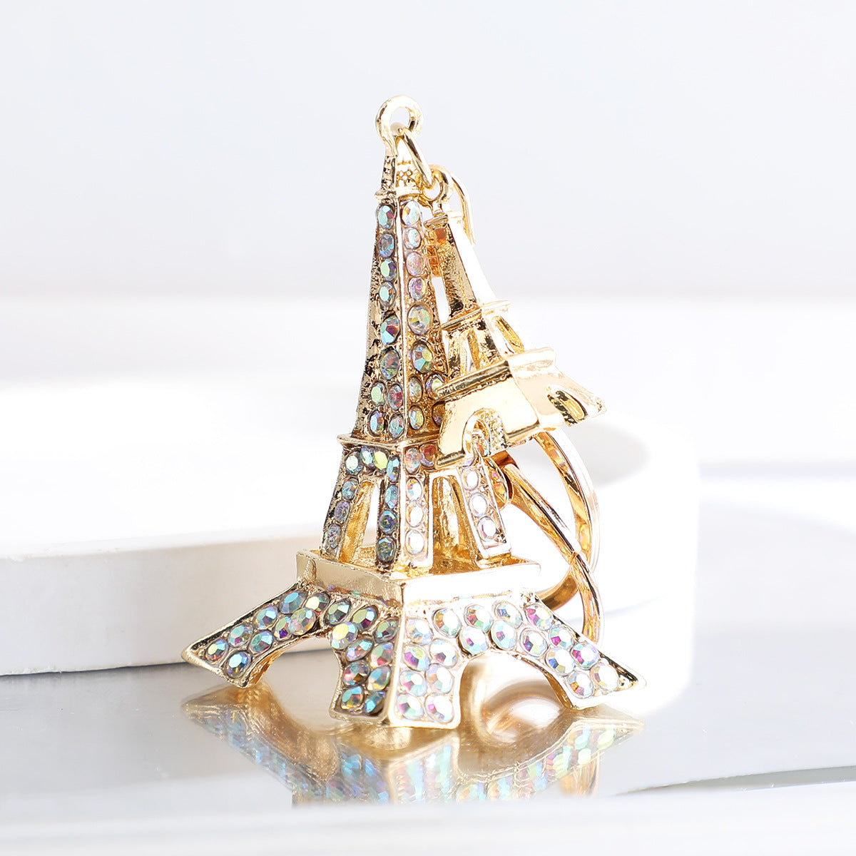 Wholesale Creative Rhinestone Paris Eiffel Tower Car Keychain
