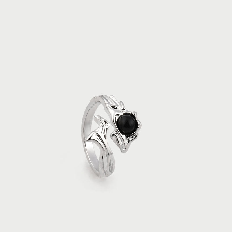 Wholesale Black Stone Open Ring
