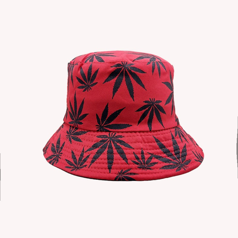 Wholesale Palm Tree Print Reversible Bucket Hat Breathable Autumn Hand-Painted Sun Hat Fashion Accessory