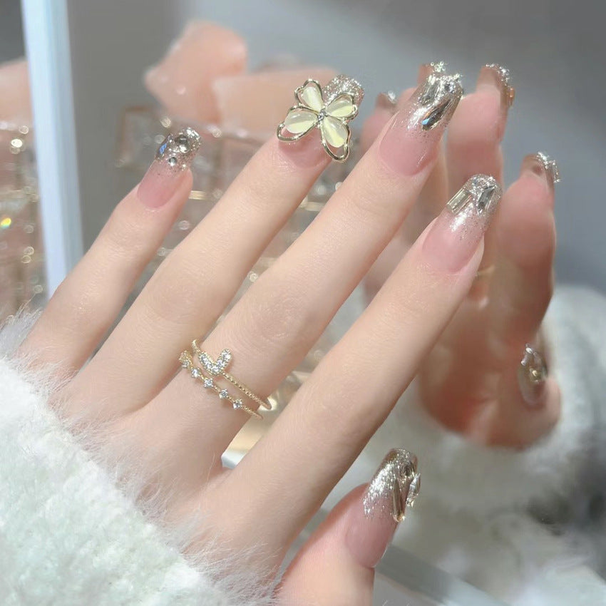 Wholesale 24 Pieces/box Diamond Butterfly Glitter Nail Art Press-on Nails Kits Nail Stickers ACC-NS-DiNa002