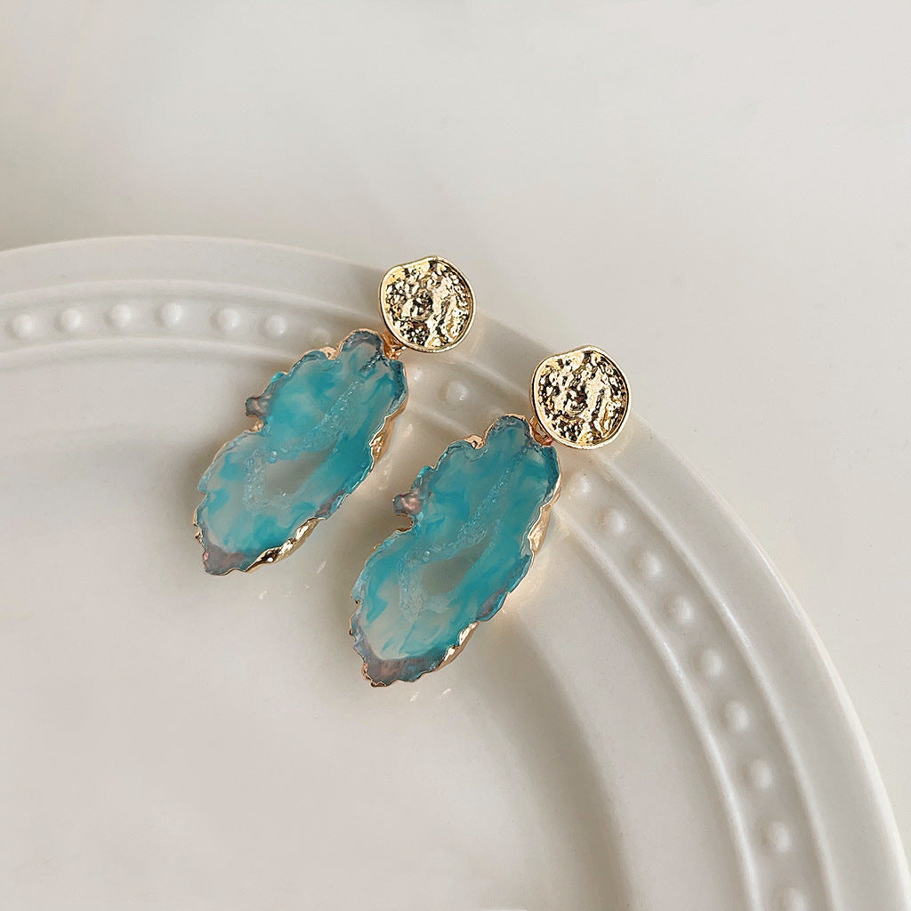 Wholesale  Blue Sizzling Earrings Silver Needle Acrylic Earrings