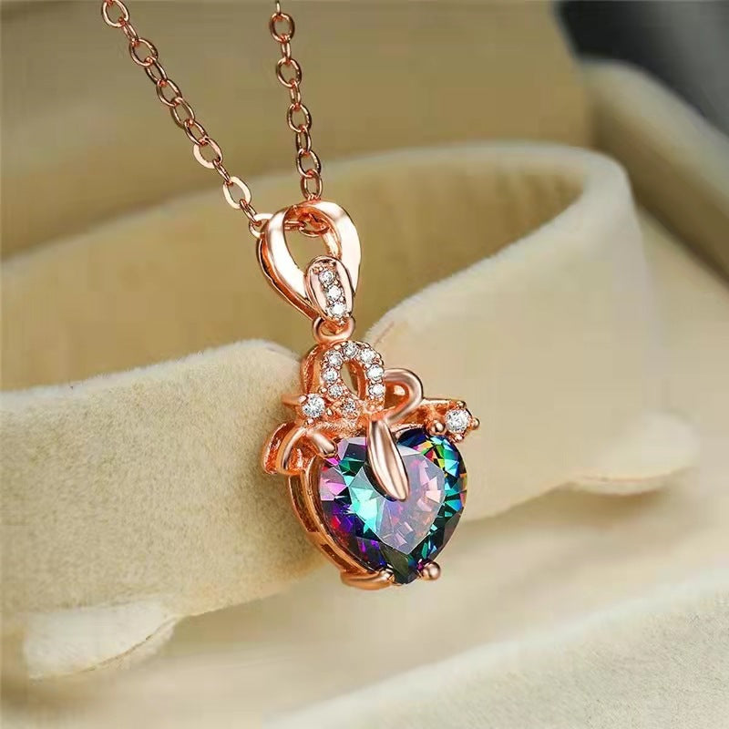 Wholesale Alloy Heart-shaped Diamond Necklace ACC-NE-JYS002