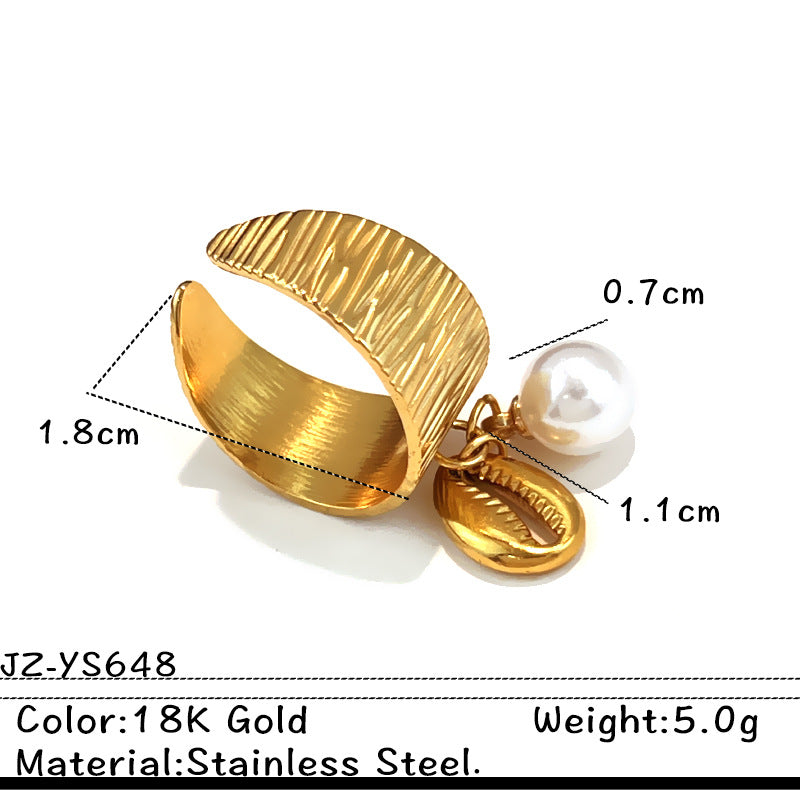 Wholesale Stainless steel starfish shell ring women' s fashion pendant design cross,  titanium steel open ring